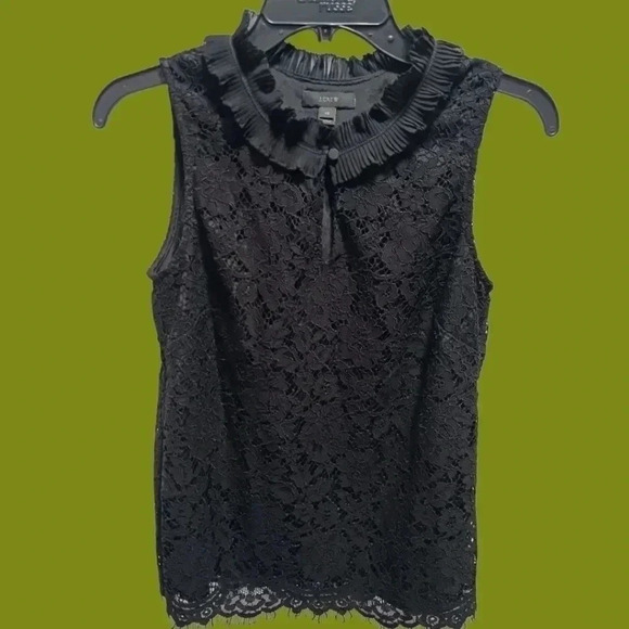 J.crew lace tank top black  size Xsmall - Picture 1 of 8